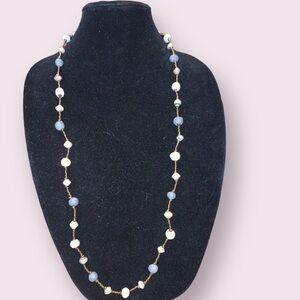 Long paper and ceramic beaded necklace